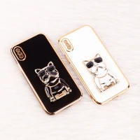 قاب براق My Case استند طرح سگ محافظ لنزدار iPhone X