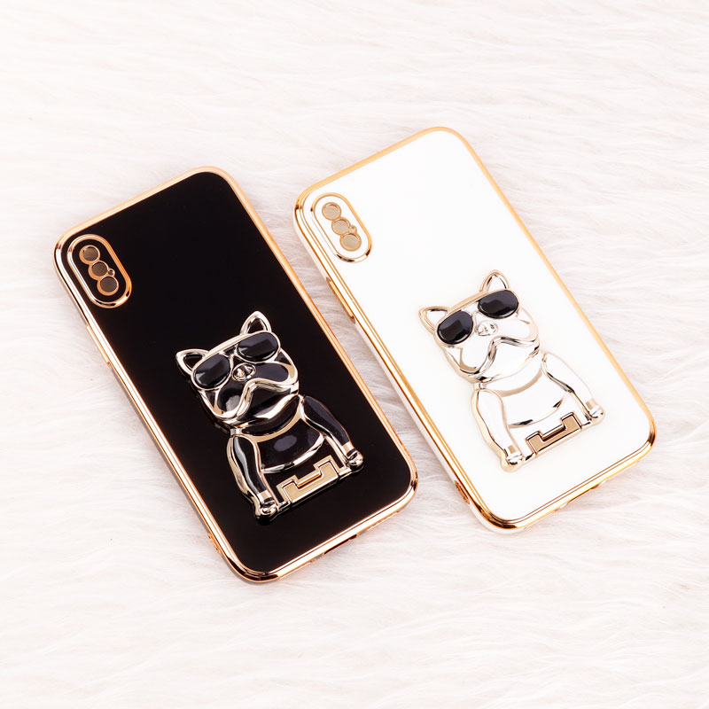 قاب براق My Case استند طرح سگ محافظ لنزدار iPhone X