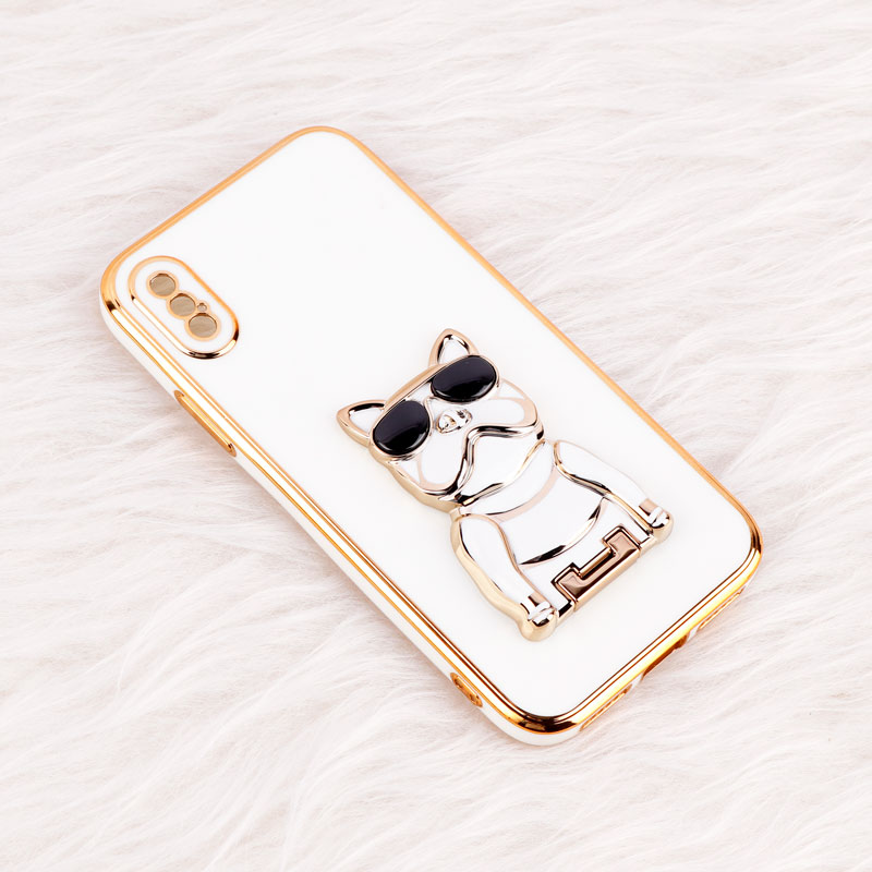 قاب براق My Case استند طرح سگ محافظ لنزدار iPhone X