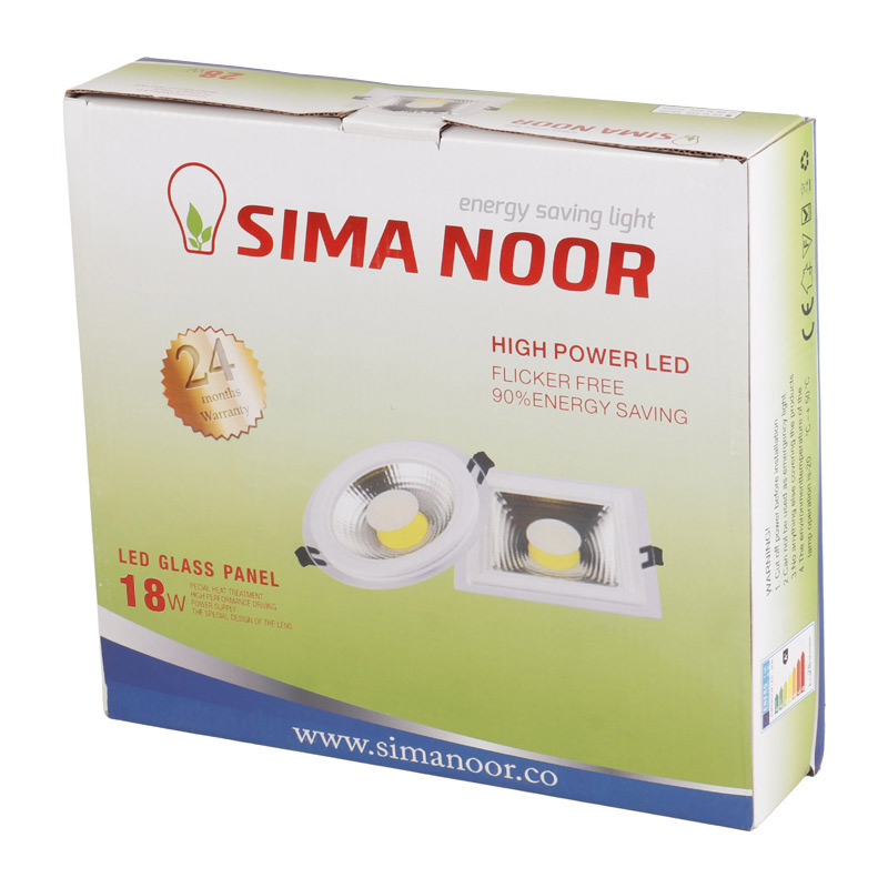 پنل تمام نور توکار گرد 18 وات فنر متغیر سیما نور SN-M 643