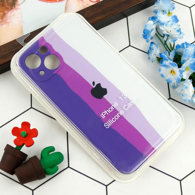 قاب محافظ لنزدار سیلیکونی اورجینال رنگین کمانی iPhone 13 سری B