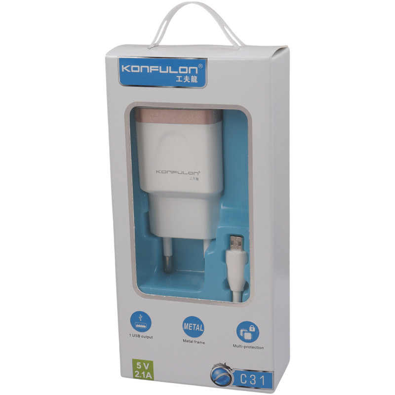 شارژر دیواری Konfulon C31 2Port 2.1A 10.5W + کابل میکرو یو اس بی