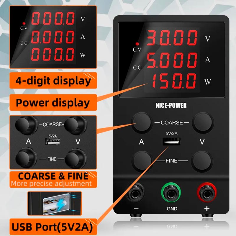 منبع تغذیه دیجیتال Nice-Power SPS-305 30V 5A
