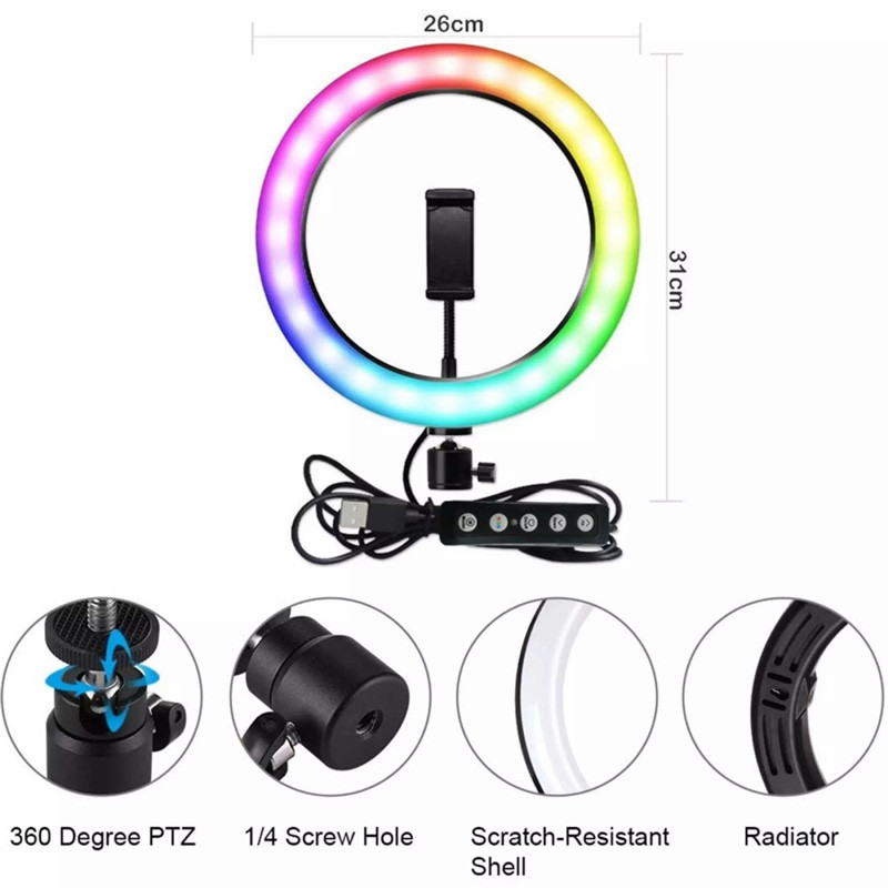 رینگ لایت پایه دار MJ26 Soft Ring Light RGB LED