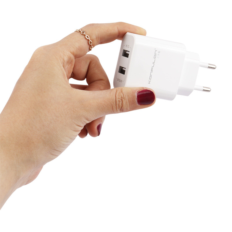 شارژر دیواری Konfulon C18 2Port 2.1A 10.5W + کابل آیفونی