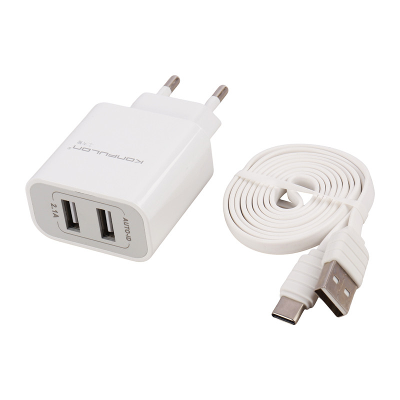 شارژر دیواری Konfulon C18 2Port 2.1A 10.5W + کابل تایپ سی