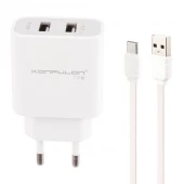 شارژر دیواری Konfulon C18 2Port 2.1A 10.5W + کابل تایپ سی