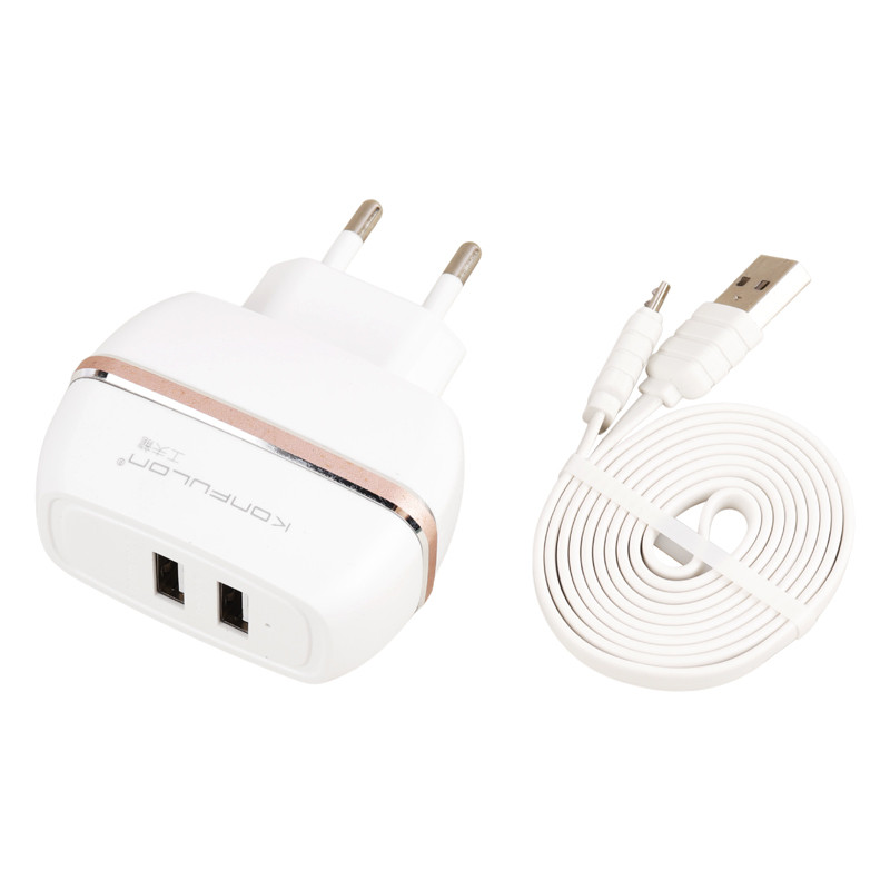 شارژر دیواری Konfulon C23 2Port 2.4A 12W + کابل میکرو یو اس بی