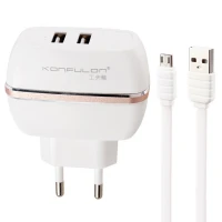 شارژر دیواری Konfulon C23 2Port 2.4A 12W + کابل میکرو یو اس بی