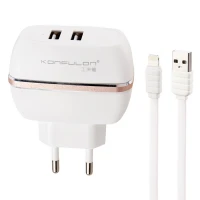 شارژر دیواری Konfulon C23 2Port 2.4A 12W + کابل آیفونی