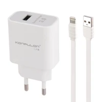 شارژر دیواری فست شارژ Konfulon C27 2.4A QC3.0 PD 18W + کابل آیفونی