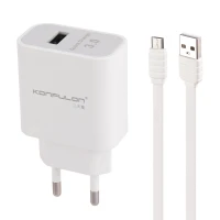 شارژر دیواری فست شارژ Konfulon C27 2.4A QC3.0 PD 18W + کابل میکرو یو اس بی