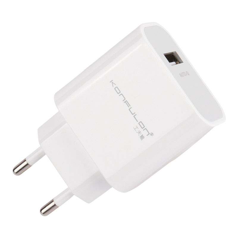 شارژر دیواری فست شارژ Konfulon C27A 3A 15W + کابل آیفونی