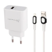 شارژر دیواری فست شارژ Konfulon C27A 3A 15W + کابل آیفونی