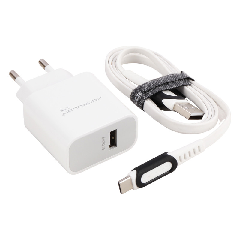 شارژر دیواری فست شارژ Konfulon C27A 3A 15W + کابل تایپ سی