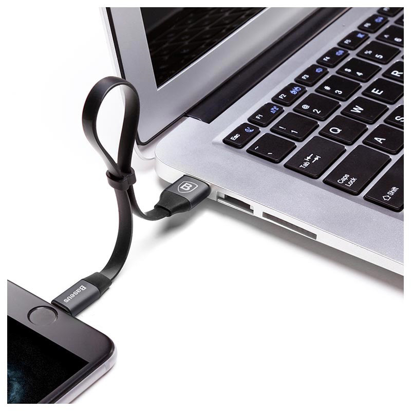 کابل کوتاه دوکاره میکرو یو اس بی و آیفونی Baseus CALMBJ 23cm 2A