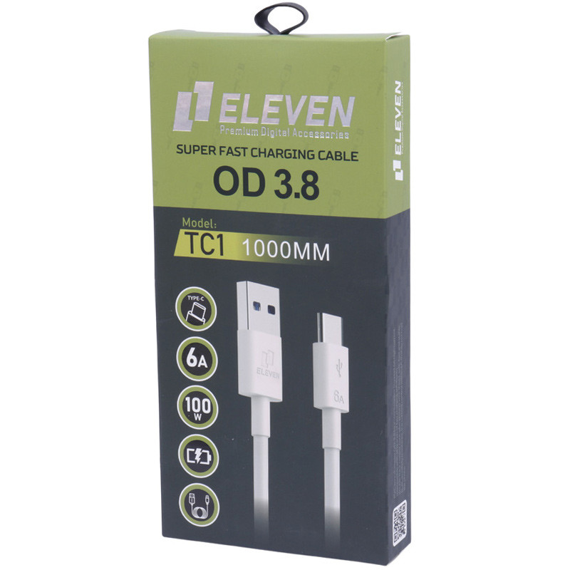 کابل تایپ سی فست شارژ Eleven TC1 6A 100W 1m
