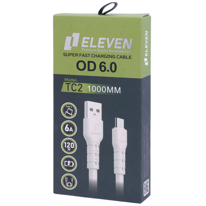 کابل تایپ سی فست شارژ Eleven TC2 6A 120W 1m