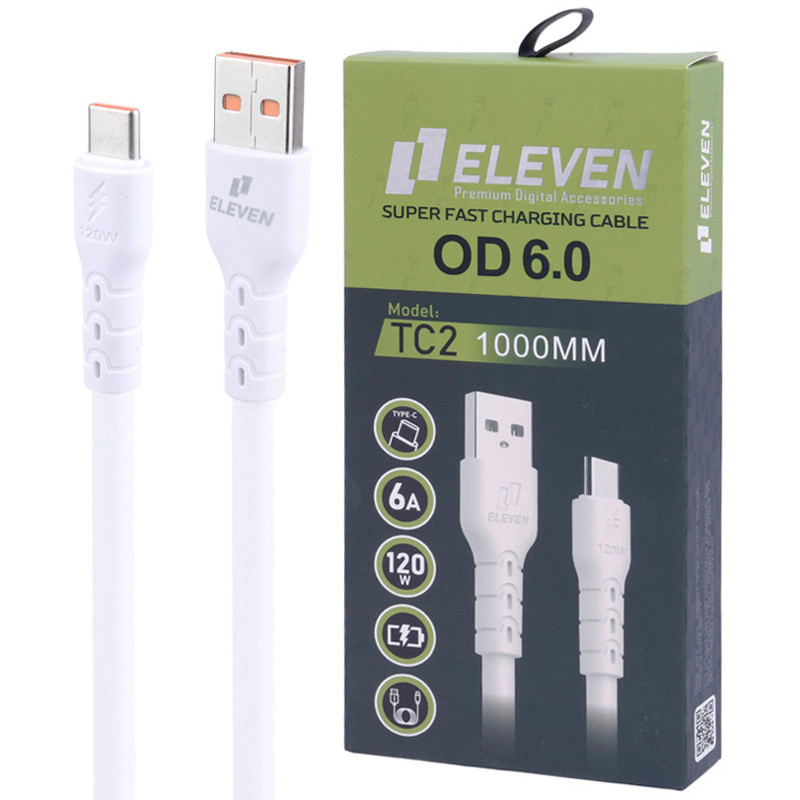 کابل تایپ سی فست شارژ Eleven TC2 6A 120W 1m