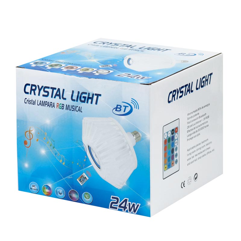 لامپ LED اسپیکر دار بلوتوثی Crystal Light ۲۴W E27 + ریموت کنترل