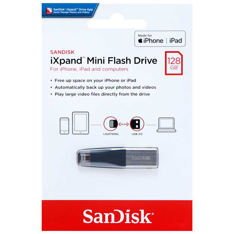 فلش ۱۲۸ گیگ سن دیسک SanDisk iXpand Mini OTG Lightning USB3.0