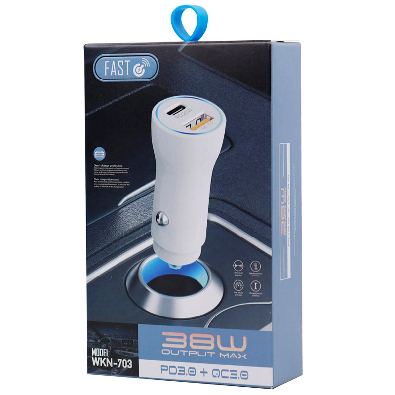 شارژر فندکی فست شارژ WKN-703 QC3.0 3A PD 38W