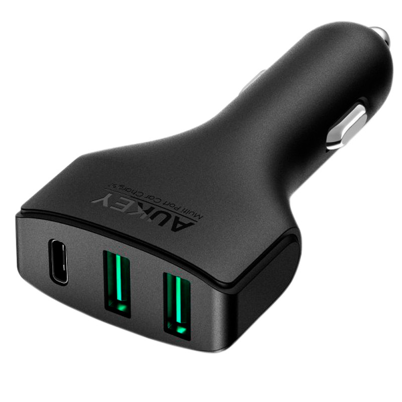 شارژر فندکی فست شارژ Aukey CC-Y3 QC3.0 3A PD 49.5W + کابل تایپ سی