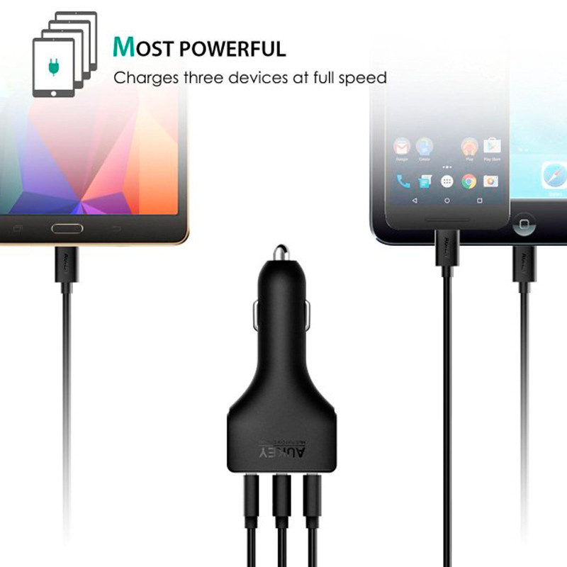 شارژر فندکی فست شارژ Aukey CC-Y3 QC3.0 3A PD 49.5W + کابل تایپ سی