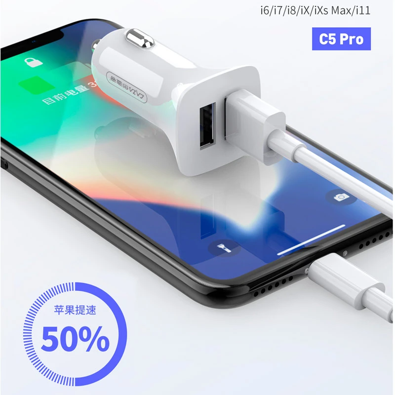 شارژر فندکی فست شارژ CAZA C5 Pro 2.4A 12W