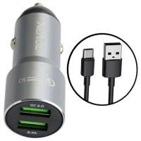 شارژر فندکی فست شارژ Novax C-301 2Port 5.5A QC3.0 36W + کابل Type-C