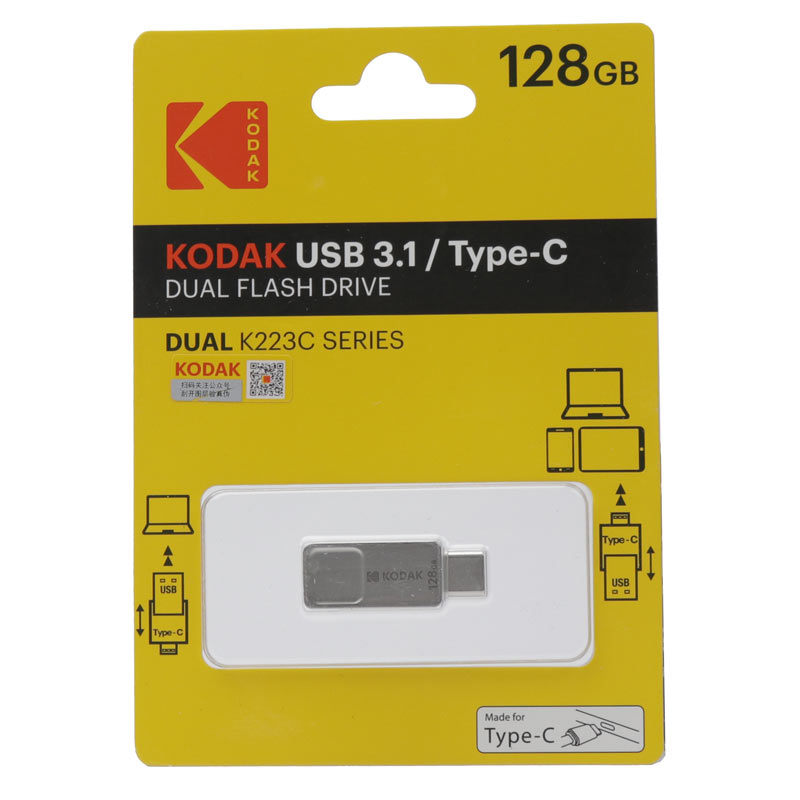 فلش 128 گیگ کداک Kodak K223C OTG Type-C USB3.1