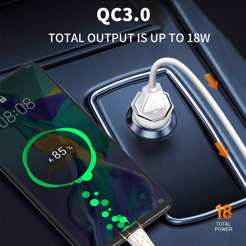 شارژر فندکی فست شارژ LDNIO C313Q PD 18W QC3.0 + کابل میکرو یو اس بی