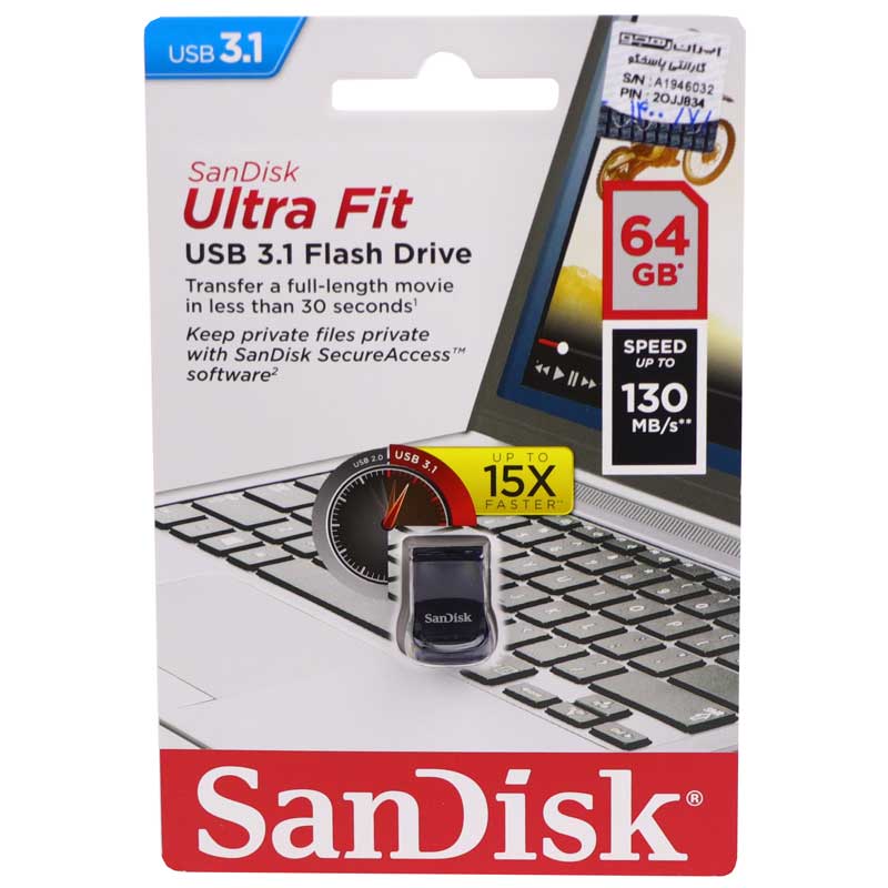فلش ۶۴ گیگ سن دیسک Sandisk Ultra Fit USB3.1