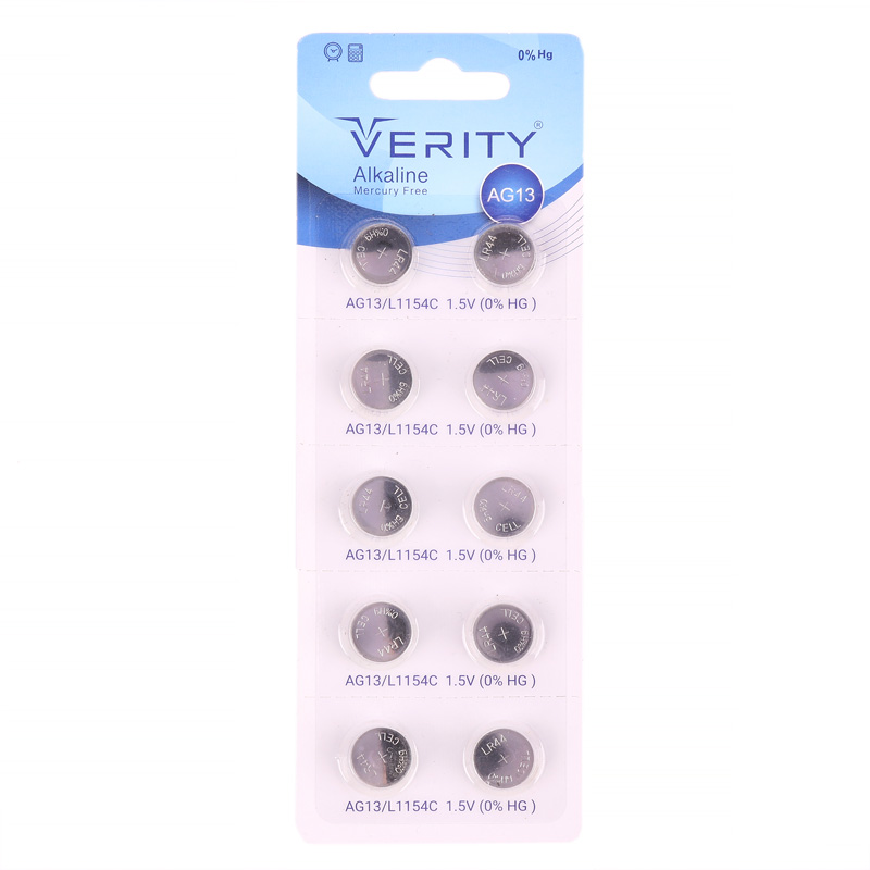 باتری سکه ای Verity Alkaline AG13 بسته ۱۰ عددی