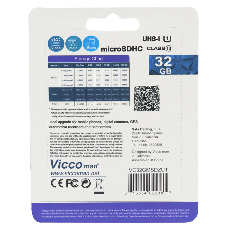 رم میکرو ۳۲ گیگ ویکومن Vicco Extra U1 80MB/s بدون خشاب