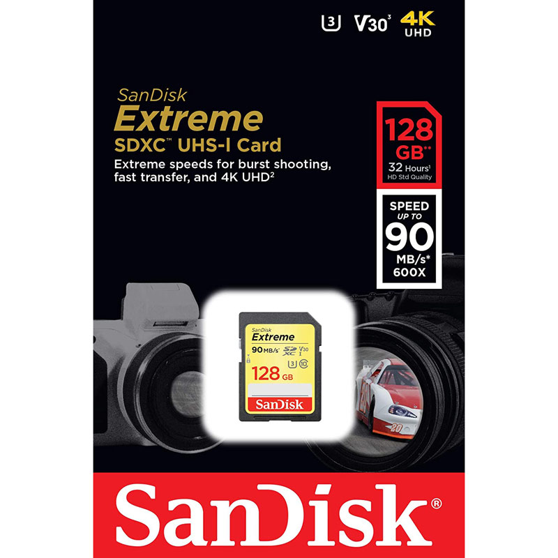 رم اس دی ۱۲۸ گیگ سن دیسک SanDisk Extreme U3 90MB/s