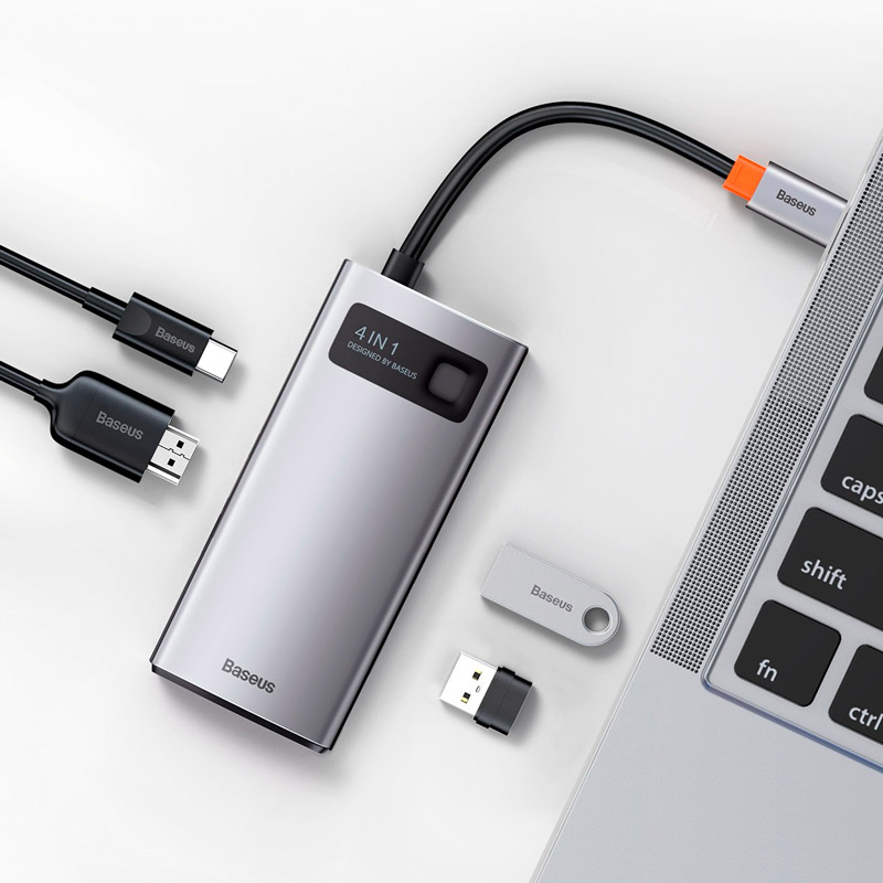 هاب 4 پورت Type-C باسئوس Metal Gleam Series CAHUB-CW0G