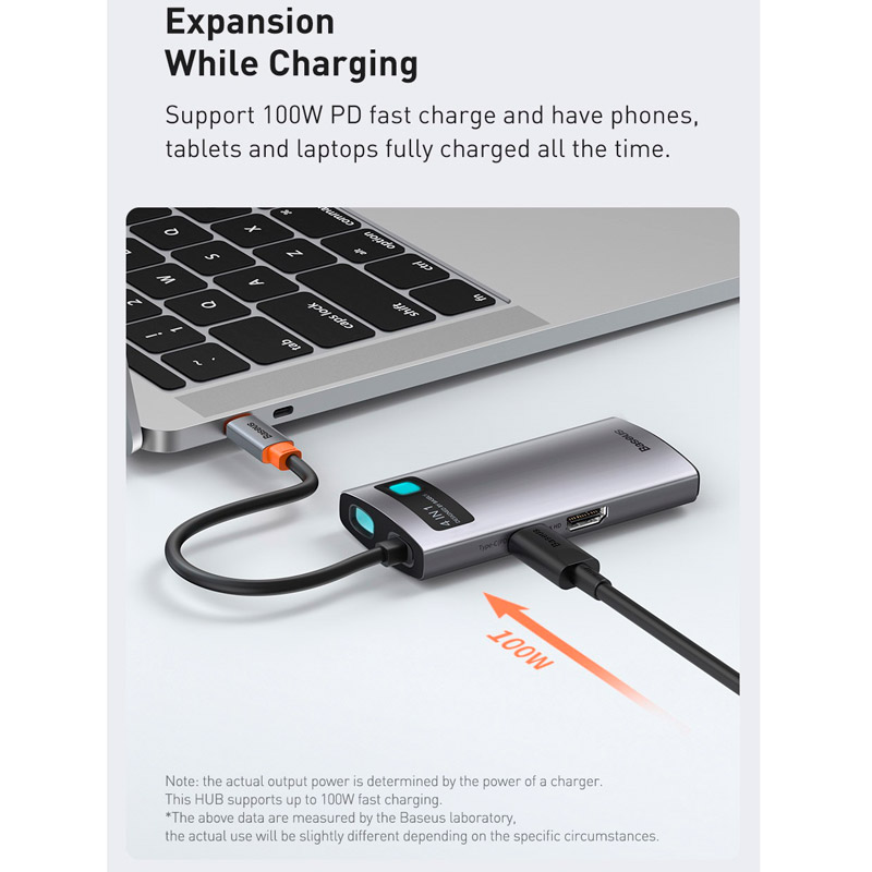 هاب 4 پورت Type-C باسئوس Metal Gleam Series CAHUB-CW0G