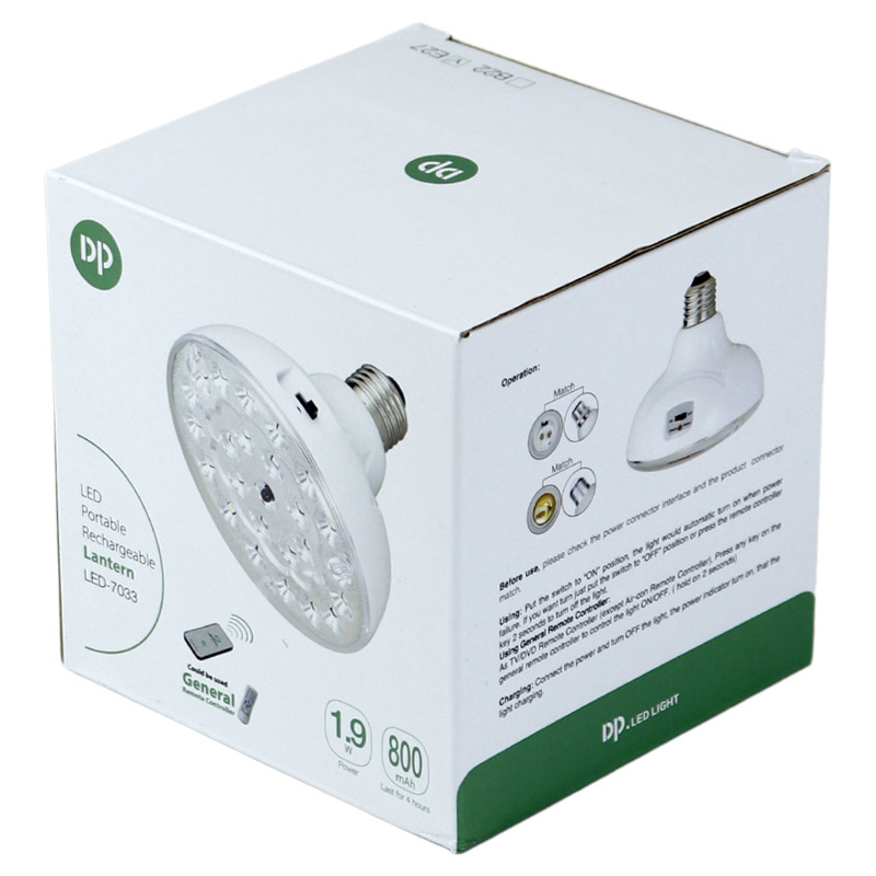 لامپ شارژی DP.LED Light LED-7033 E27 1.9W + ریموت کنترل