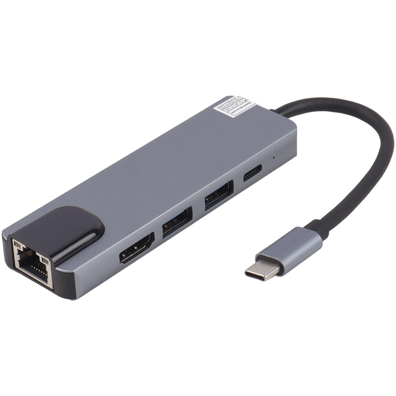 هاب K-net K-MFCMS505 USB 3.0/HDMI/RJ45/Type-C PD To Type-C