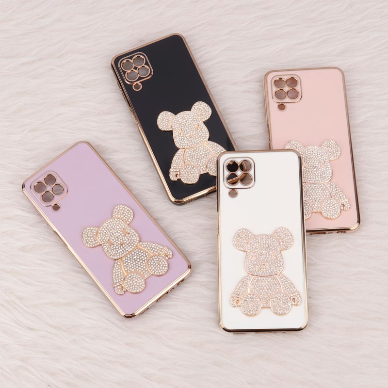 قاب My Case Power Bear نگین دار محافظ لنزدار Samsung Galaxy A22 4G