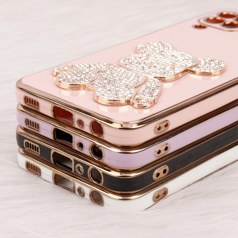 قاب My Case Power Bear نگین دار محافظ لنزدار Samsung Galaxy A22 4G