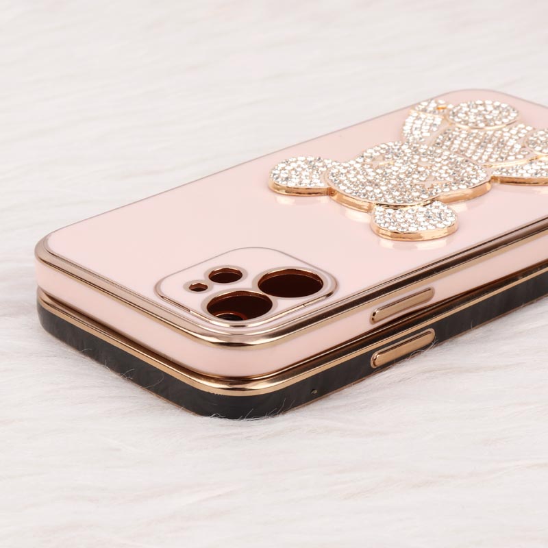 قاب My Case Power Bear نگین دار محافظ لنزدار iPhone 12