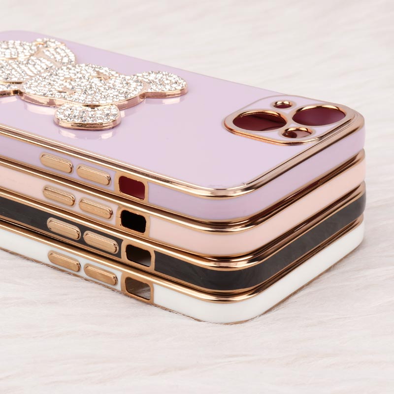 قاب My Case Power Bear نگین دار محافظ لنزدار iPhone 13