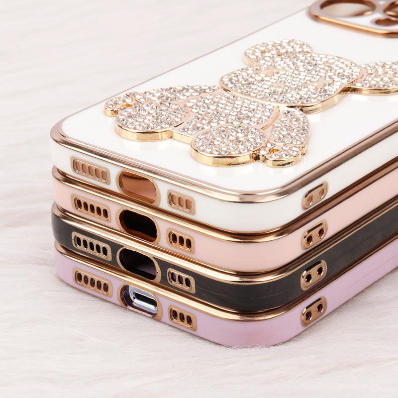قاب My Case Power Bear نگین دار محافظ لنزدار iPhone 13 Pro