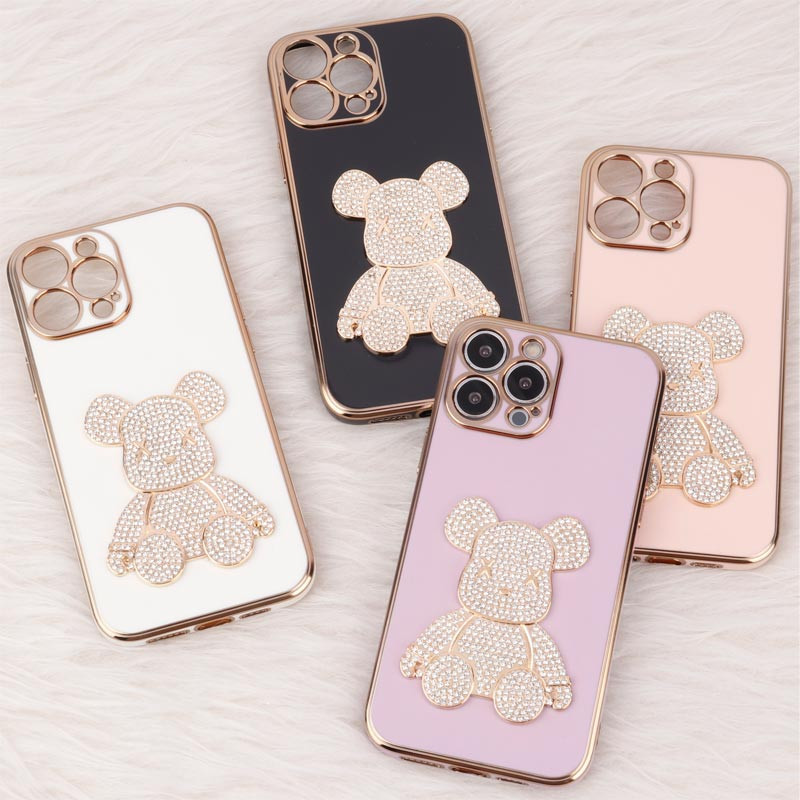 قاب My Case Power Bear نگین دار محافظ لنزدار iPhone 13 Pro Max
