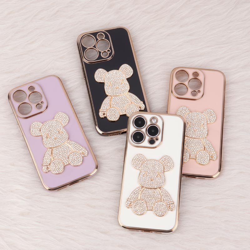 قاب My Case Power Bear نگین دار محافظ لنزدار iPhone 14 Pro