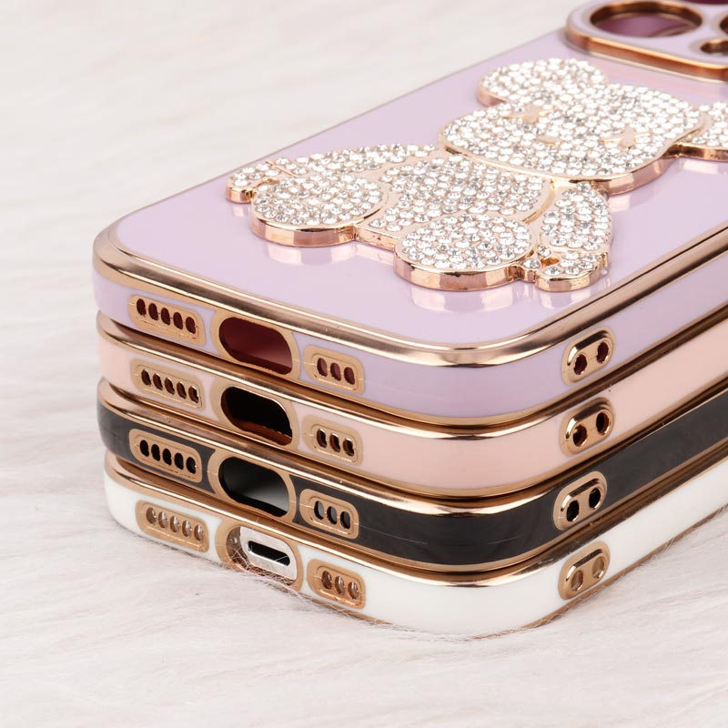 قاب My Case Power Bear نگین دار محافظ لنزدار iPhone 14 Pro