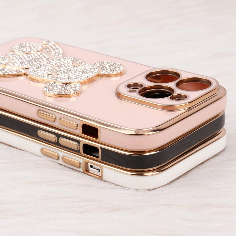قاب My Case Power Bear نگین دار محافظ لنزدار iPhone 14 Pro