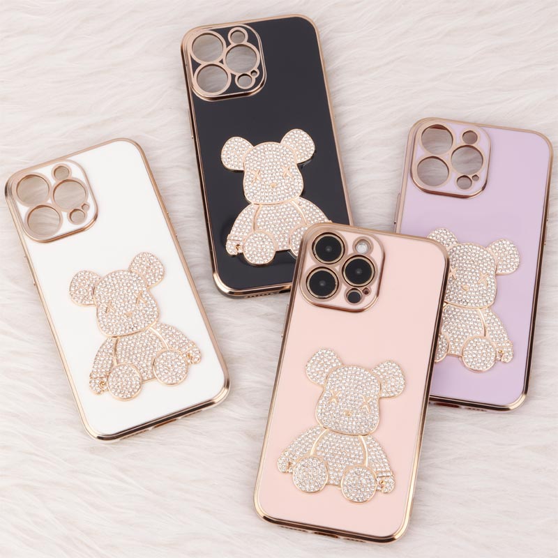 قاب My Case Power Bear نگین دار محافظ لنزدار iPhone 14 Pro Max